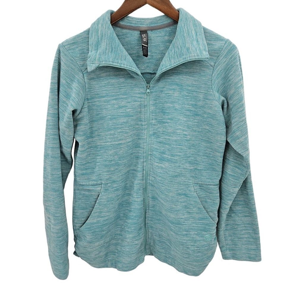Mountain Hardwear Fleece Jacket Full Zip Women Sz M Teal Space Dye Pockets Lined